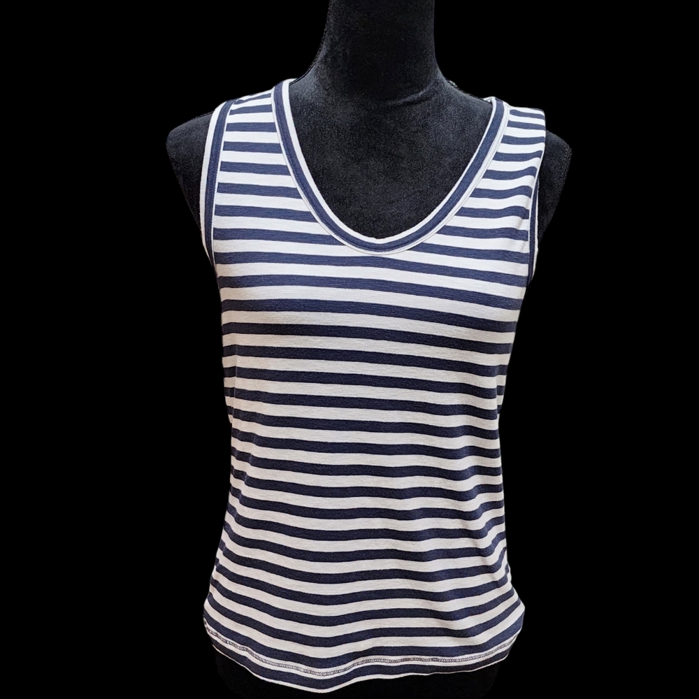 Cynthia Rowley Navy and White Striped Tank Top